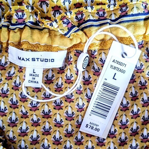 Max Studio Yellow Ruffle Sleeveless Top NWT - Picture 3 of 5